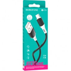 Дата кабель USB 2.0 AM to USB-C 1.0m 3 A silicone BX79 black BOROFONE (6974443384789) - Фото