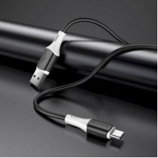 Дата кабель USB 2.0 AM to USB-C 1.0m 3 A silicone BX79 black BOROFONE (6974443384789) - Фото