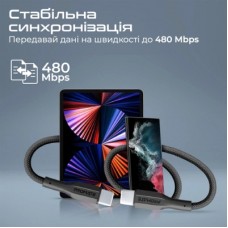 Дата кабель USB 2.0 AM to USB-C 2.0m 2A xCord-AC200 black Promate (xcord-ac200.black) - Фото