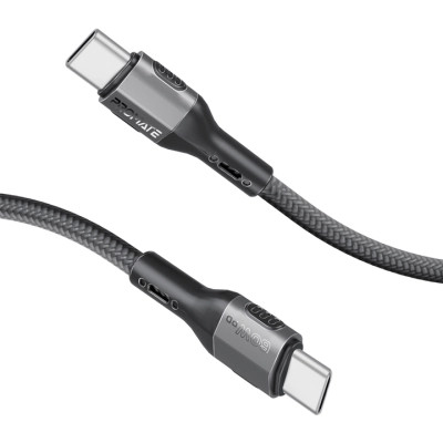 Дата кабель USB-C to USB-C 1.2m 60W PD FletchLink-CC black Promate (fletchlink-cc.black)