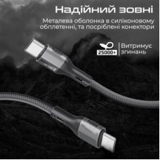 Дата кабель USB-C to USB-C 1.2m 60W PD FletchLink-CC black Promate (fletchlink-cc.black) - Фото