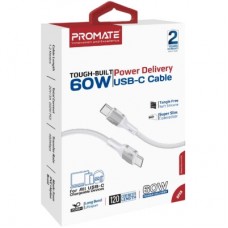 Дата кабель USB-C to USB-C 1.2m 60W PD FletchLink-CC grey Promate (fletchlink-cc.grey) - Фото