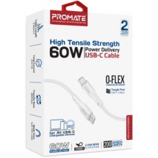 Дата кабель USB-C to USB-C 2.0m 3A xCord-CC200 white Promate (xcord-cc200.white) - Фото