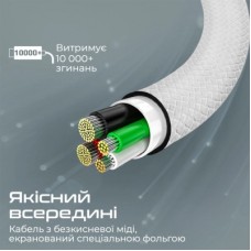 Дата кабель USB-C to USB-C 2.0m 3A xCord-CC200 white Promate (xcord-cc200.white) - Фото