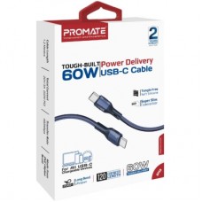 Дата кабель USB-C to USB-C 1.2m 60W PD FletchLink-CC blue Promate (fletchlink-cc.blue) - Фото