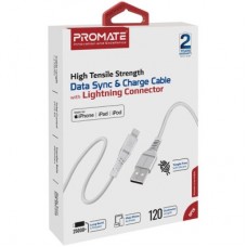 Дата кабель USB 2.0 AM to Lightning 1.2m 2.4A MFi PowerLine-Ai120 white Promate (powerline-ai120.white) - Фото