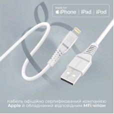 Дата кабель USB 2.0 AM to Lightning 1.2m 2.4A MFi PowerLine-Ai120 white Promate (powerline-ai120.white) - Фото