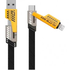 Дата кабель USB-C + USB-A to Lightning+USB-C 1.0m 65 W X207 black WUW (6972573336524) - Фото