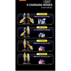 Дата кабель USB-C + USB-A to Lightning+USB-C 1.0m 65 W X207 black WUW (6972573336524) - Фото