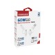 Дата кабель USB-C + USB 2.0 AM to USB-C + Lightning 1.2m 60W quadcord-pd60 white Promate (quadcord-pd60.white)