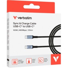 Дата кабель USB-C to USB-C 1.2m 100 W black Verbatim (31846) - Фото