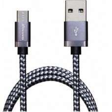 Дата кабель USB 2.0 AM to Micro 5P 1.0m 3A silver black Grand-X (FM07SB) - Фото