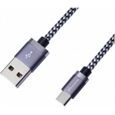 Дата кабель USB 2.0 AM to Micro 5P 1.0m 3A silver black Grand-X (FM07SB) - Фото