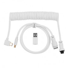 Дата кабель USB-C + USB A to USB-C 1.36m Coiled Angled Aviator white Keychron (CAB9_KEYCHRON)