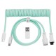 Дата кабель USB-C + USB A to USB-C 1.36m Coiled Aviator mint Keychron (CAB18_KEYCHRON)