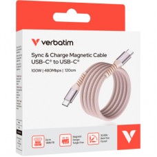 Дата кабель USB-C to USB-C 1.2m Magnetic 100W pink Verbatim (31857) - Фото