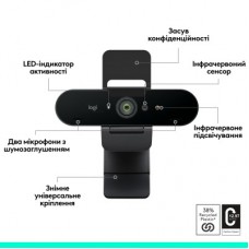 Веб-камера Logitech Brio 4K Ultra HD Graphite (960-001718) - Фото