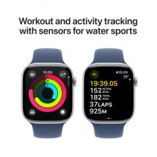 Смарт-часы Apple Watch Series 10 GPS + Cellular 42mm Silver Aluminium Case with Denim Sport Band - S/M - Фото