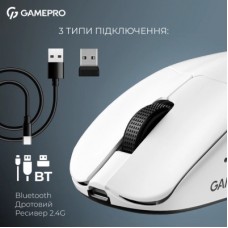 Мышка GamePro Asgard Surt Wireless/Bluetooth/USB White (GM017W) - Фото