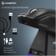 Мышка GamePro Asgard Thor Wireless/Bluetooth/USB Black (GM023B) - Фото