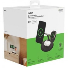 Зарядний пристрій Belkin 3in1 Magnetic Adjustable Pad Qi2 15 W Black (WIZ023VFBK) - Фото
