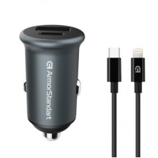 Зарядное устройство Armorstandart USB Type-C PD20W + USB QC 3.0 Grey + cable Lightning (ARM82460)
