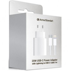Зарядний пристрій Armorstandart AMHJ83 20 W USB-C White + cable USB-C to Lightning (ARM77724) - Фото
