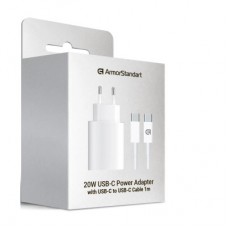 Зарядний пристрій Armorstandart AMHJ83 20 W USB-C White + cable USB-C to USB-C (ARM77725) Зарядний пристрій Armorstandart AMHJ83 20 W USB-C White + cable USB-C to USB-C (ARM77725) - Фото