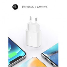 Зарядний пристрій Armorstandart AR-TA800W USB-C 25 W White + cable USB-C to Lightning (ARM77719) Зарядний пристрій Armorstandart AR-TA800W USB-C 25 W White + cable USB-C to Lightning (ARM77719) - Фото
