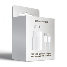 Зарядний пристрій Armorstandart AR-TA800W USB-C 25 W White + cable USB-C to Lightning (ARM77719) Зарядний пристрій Armorstandart AR-TA800W USB-C 25 W White + cable USB-C to Lightning (ARM77719) - Фото