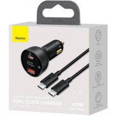 Зарядний пристрій Baseus Superme Digital Display PPS Dual Quick Charger Car Charger black (TZCCZX-01) - Фото