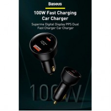 Зарядний пристрій Baseus Superme Digital Display PPS Dual Quick Charger Car Charger black (TZCCZX-01) - Фото