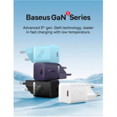 Зарядний пристрій Baseus GaN5 Fast Charger USB-C 30 W black (CCGN070401) - Фото