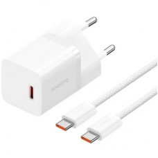 Зарядное устройство Baseus GaN5 Fast Charger USB-C 30W + Cable 1.0m Type-C 100W white (P10110902213-00)