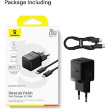 Зарядний пристрій Baseus Palm Fast Charger 1C 20 W + Cable 1.0m Type-C 60 W black (P10111602113-01) - Фото