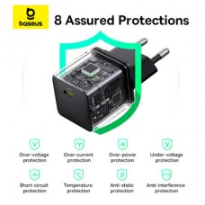 Зарядний пристрій Baseus Palm Fast Charger 1C 20 W + Cable 1.0m Type-C 60 W black (P10111602113-01) - Фото