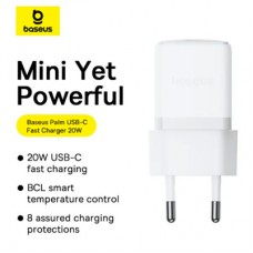 Зарядний пристрій Baseus Palm Fast Charger 1C 20 W + Cable 1.0m Type-C 60 W white (P10111602213-01) - Фото