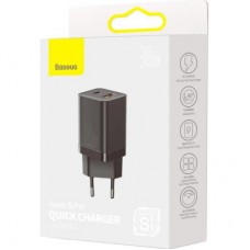 Зарядний пристрій Baseus Super Si Pro Quick Charger C+U 30 W black (CCSUPP-E01) - Фото