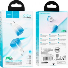 Зарядний пристрій HOCO C101A USB-C PD20W Ice Blue (6931474769374) - Фото