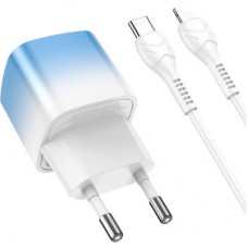 Зарядний пристрій HOCO C101A USB-C PD20W + cable USB-C to Lightning Ice Blue (6931474769381) - Фото