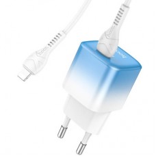 Зарядний пристрій HOCO C101A USB-C PD20W + cable USB-C to Lightning Ice Blue (6931474769381) - Фото