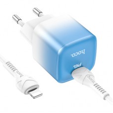 Зарядний пристрій HOCO C101A USB-C PD20W + cable USB-C to Lightning Ice Blue (6931474769381) - Фото
