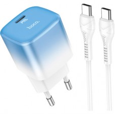 Зарядний пристрій HOCO C101A USB-C PD20W + cable USB-C to USB-C Ice Blue (6931474769398) - Фото