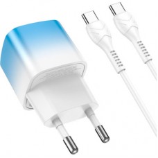 Зарядний пристрій HOCO C101A USB-C PD20W + cable USB-C to USB-C Ice Blue (6931474769398) - Фото