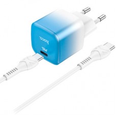 Зарядний пристрій HOCO C101A USB-C PD20W + cable USB-C to USB-C Ice Blue (6931474769398) - Фото
