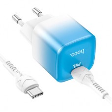 Зарядний пристрій HOCO C101A USB-C PD20W + cable USB-C to USB-C Ice Blue (6931474769398) - Фото