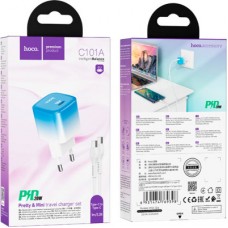 Зарядний пристрій HOCO C101A USB-C PD20W + cable USB-C to USB-C Ice Blue (6931474769398) - Фото