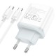 Зарядний пристрій HOCO C105A Stage 1xUSB-C PD20W + 1xUSB QC 3.0 + cable USB-C to USB-C White (6931474782922)