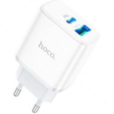 Зарядний пристрій HOCO C105A Stage 1xUSB-C PD20W + 1xUSB QC 3.0 + cable USB-C to USB-C White (6931474782922) - Фото