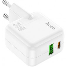 Зарядний пристрій HOCO C111A Lucky 1xUSB-C PD30W + 1xUSB QC3.0 White (6931474790866) - Фото